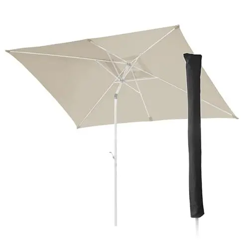 Produktbild: SVITA Sonnenschirm Set 3x2m Balkonschirm rechteckig mit Sonnenschutz Matt Schutzhülle Beige/Weiß