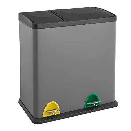 Produktbild: SVITA TC2Combo35 Mülleimer 35Liter Grau kombiniert 12L+23L doppelt Abfalleimer Küchen-Eimer 2er- Mülltrennung Treteimer