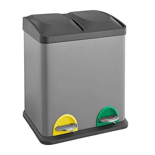 Produktbild: SVITA TC2X15 Küchen-Eimer 30 Liter Grau 2x15L doppelt Abfalleimer 2er-Mülleimer Mülltrennung Treteimer