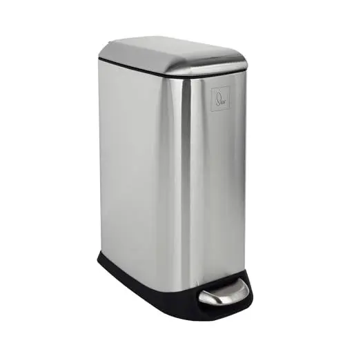 Produktbild: SVITA TS12 Edelstahl Mülleimer Treteimer Abfalleimer 12l inkl. Inneneimer Kunststoff Pedal Softclose-Deckel rechteckig Küchen-Hilfe Silber