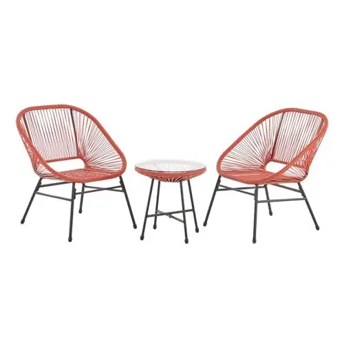 Produktbild: SVITA Tulum Balkon-Möbel 3-TLG. Garten-Möbel Set Balkonstühle mit Tisch Terracotta