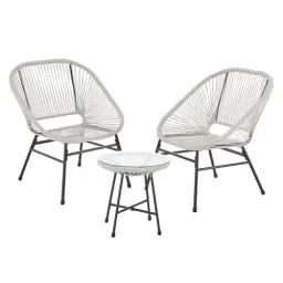 Produktbild: SVITA Tulum Balkon-Möbel 3-TLG. Garten-Möbel Set Balkonstühle mit Tisch Weiß