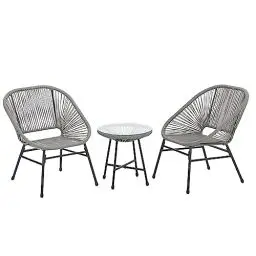Produktbild: SVITA Tulum Balkon-Möbel 3-TLG. Garten-Möbel Set Balkonstühle mit Tisch Grau
