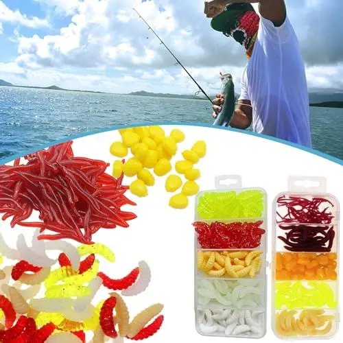 Produktbild: Svitzoot Angelköder Wurm Gummifische Forelle 287 Stück Gummiköder Wurm Kunstköder Set Fischköder Weiche Kunstköder für Zander Hecht Barsch