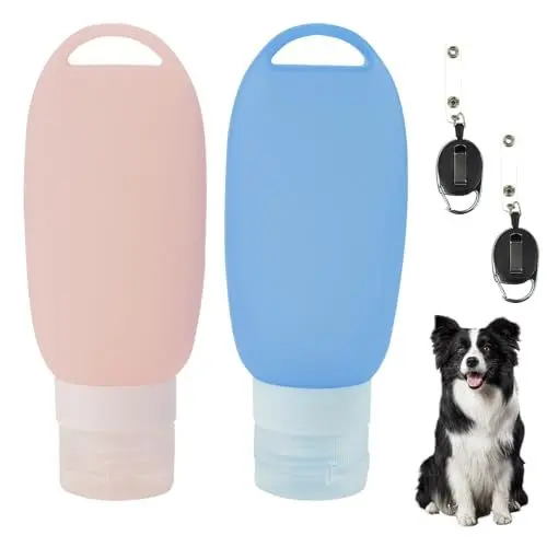 Produktbild: Svitzoot 2 Stück Futtertube zum Befüllen Hund für Haustierausbildung Outdoor-Aktivität Futtertube Hund 90ML mit Dehnbarer Clips Wiederverwendbar Haustier Blau Rosa
