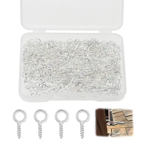 Produktbild: Svitzoot 300 Stk. Ösenschrauben Klein Silber Schraubösen mit Holzgewinde 10mm Schraubhaken Augenschrauben Mini Durch Haken Geschlossene Lammaugennägel für DIY Schmuck