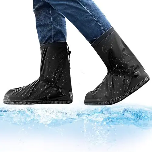 Produktbild: Svitzoot Regenschutz Schuhe Fahrrad Überschuhe wasserdichte Regenüberschuhe rutschfest Überschuhe Fahrradüberschuhe für Damen und Herren Größe 42-44 Schwarz