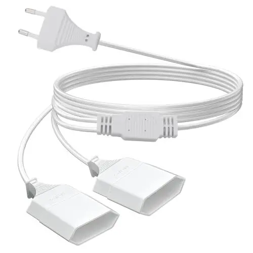 Produktbild: Svitzoot Verlängerung Netzkabel 3M, 2 in 1 Typ-C Verlängerungskabel Eurostecker auf Eurobuchse, 0.75mm² 250V/2.5A Eurostecker für Zuhause, Büro, Außenbereich-Weiß