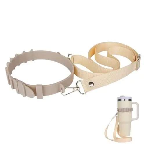 Produktbild: Svitzoot Wasserflaschenhalter aus Leder für Stanley Cup Zubehör, 40.5CM Paracord-Griff Einstellbar, Silikon-Wasserflaschen-Schlinge Träger, Halter mit Gurt Geschenke für Damen, Herren, Mutter