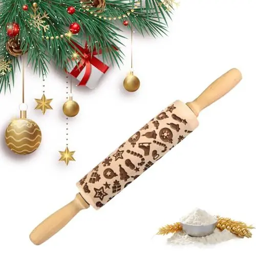 Produktbild: Svitzoot Weihnachtsmuster Präge Teigroller 4,5 * 30CM Weihnachten 3D Teigroller Muster für DIY für Hausgemachtes Gebäck und Keramik