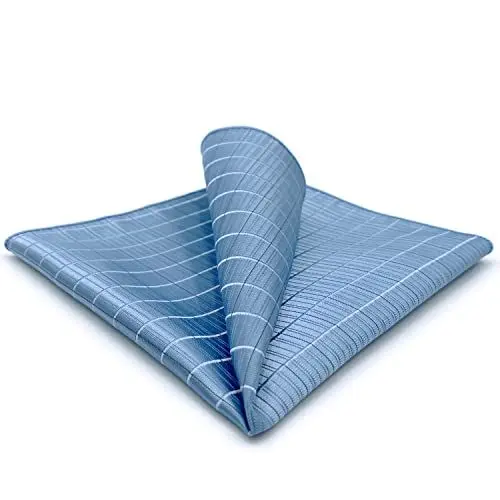 Produktbild: S&W SHLAX&WING Groß Herren Einstecktücher Blau Azure Kariert for Suit Seide