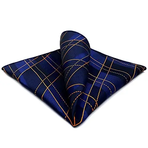 Produktbild: S&W SHLAX&WING Herren Einstecktücher Blau Orange Geometrisch Groß 32cm