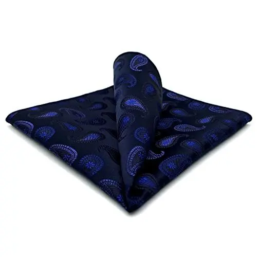 Produktbild: S&W SHLAX&WING Navy Paisley Herren Einstecktücher Seide Geschäftsanzug Dark Blau