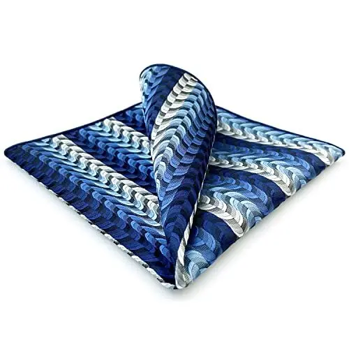 Produktbild: S&W SHLAX&WING Ripple Blau Herren Einstecktücher Seide Geschäftsanzug Hochzeit Gift