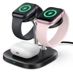 Produktbild: SwanScout Dual Watch Ladestation für Apple Watch, SwanScout 704A, Watch Ladegerät Kompatibel mit Apple Watch Ultra 2/Ultra/9/8/7/6, kabelloses Ladestation für Airpods 4 (ohne Adapter)