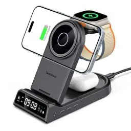 Produktbild: SwanScout Mag-Safe Ladestation für Apple, 4 in 1 Kabelloses Ladegerät für iPhone 16/15/14/13/12 Serie, Faltbarer Magnetische Ladestation für Apple Watch 10/9/8/7/6/5/4, SwanScout 702M