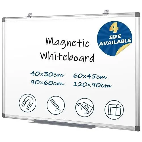 Produktbild: Swansea Magnettafel 90x60cm, Whiteboard mit Aluminiumrahmen, Magnetboard, Magnetisch, Trocken Abwischbar, Wand, für Büro, Schule und Küche