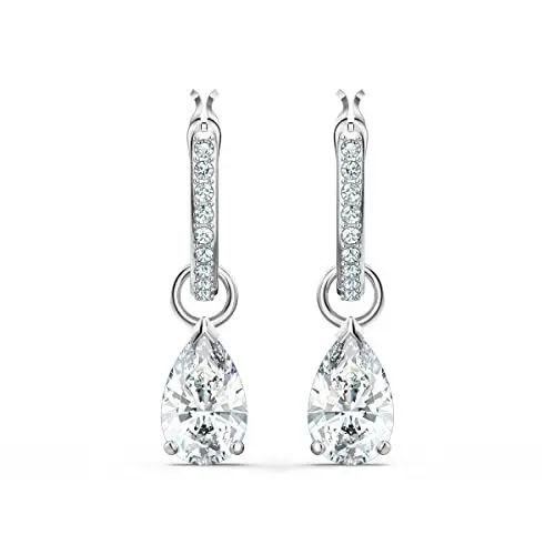 Produktbild: Swarovski Attract Drop-Ohrhänger, Tropfenschliff, Weiß, Rhodiniert