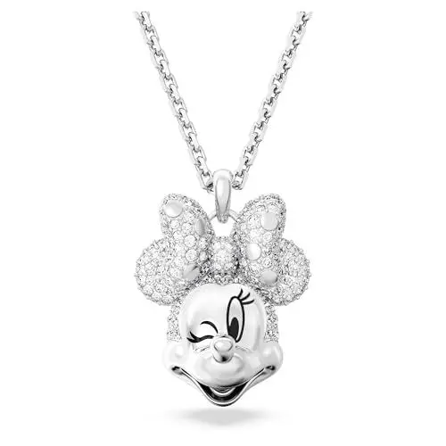Produktbild: Swarovski Disney Minnie Mouse Anhänger, Weiße und Rhodinierte Damenhalskette mit Strahlenden Swarovski Kristallen