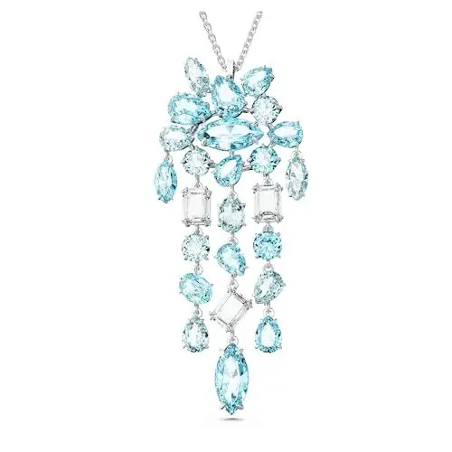 Produktbild: Swarovski Gema Anhänger, Weiße und Rhodinierte Damenhalskette mit Zartem Blumenmotiv Strahlenden SwarovskI Kristallen