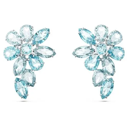 Produktbild: Swarovski Gema Drop-Ohrhänger, Vergoldete, Lange Hängeohrringe mit Zarten Blumen-Motiven und Strahlenden Swarovski Kristallen