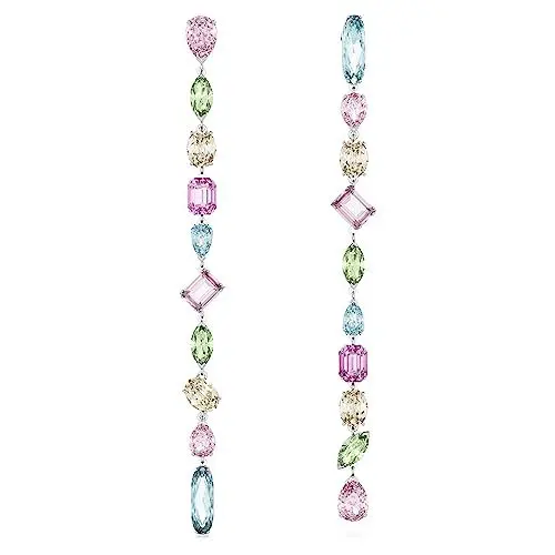 Produktbild: Swarovski Gema Kreolen, Rhodinierte, Ohrringe mit Rosafarbenen Swarovski Kristallen