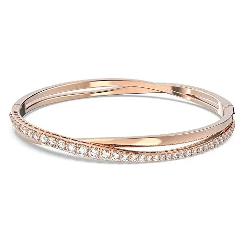 Produktbild: Swarovski Hyperbola Armband, Weißer und Rosé Vergoldeter Damenarmreif mit Strahlenden Swarovski Kristallen