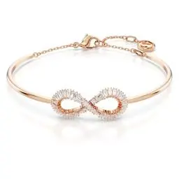 Produktbild: Swarovski Hyperbola Armreif, Rosé Vergoldeter Damenarmreif mit Unendlichkeitssymbol und Strahlenden Klaren Swarovski Kristallen