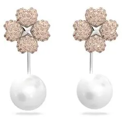Produktbild: Swarovski Latisha Kreolen, Rhodinierte Ohrringe mit Edlem Blumen-Motiv und Klaren Swarovski Kristallen