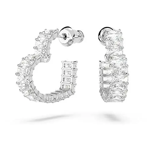 Produktbild: Swarovski Matrix Kreolen, Rhodinierte Ohrringe mit Herz-Motiv und Strahlenden Swarovski Kristallen