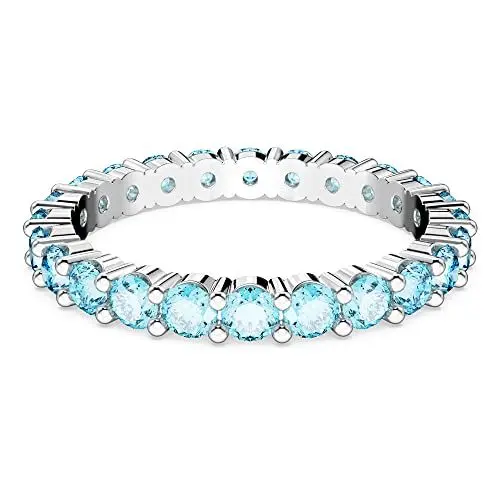 Produktbild: Swarovski Matrix Ring, Rhodinierter Damenschmuck mit Blauen, Strahlenden Swarovski Kristallen