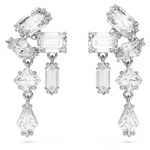 Produktbild: Swarovski Mesmera Ohrhänger, Weiße und Rhodinierte Hängeohrringe mit Strahlenden Swarovski Kristallen