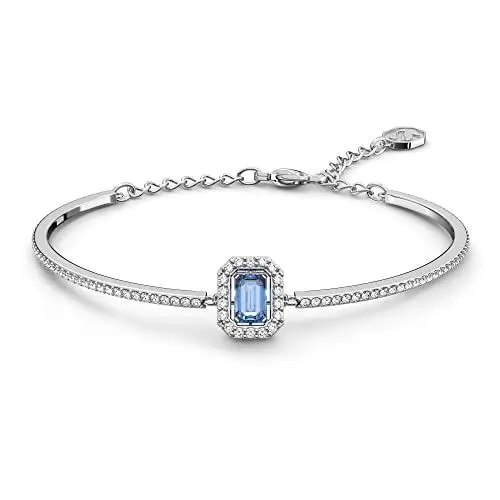 Produktbild: Swarovski Una Armreif, Blauer und Rhodinierter Damenarmreif mit Strahlenden Swarovski Kristallen