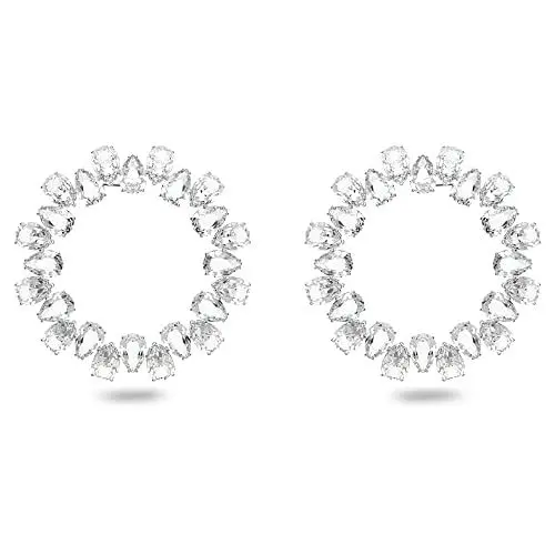 Produktbild: Swarovski Millenia Ohrringe, Rund, Kristalle im Tropfenschliff, Groß, Weiß, Rhodiniert