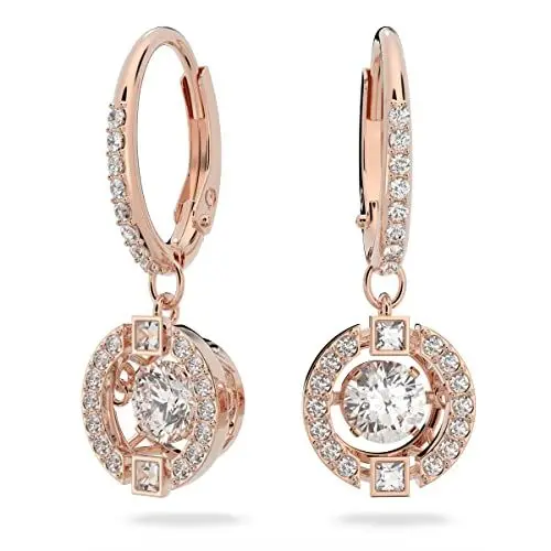Produktbild: Swarovski Una Ohrringe, Rund, Weiss, Roségold-Legierungsschicht