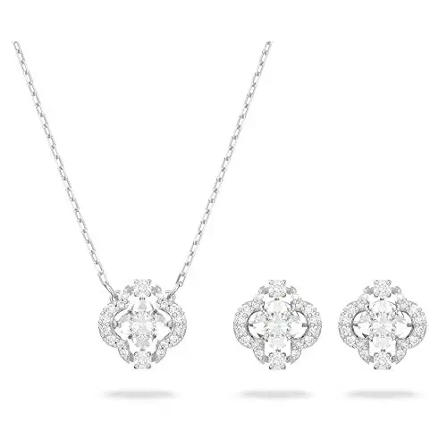 Produktbild: Swarovski Sparkling Dance Set, Rhodinierte Halskette und Ohrringe mit Strahlenden Kristallen
