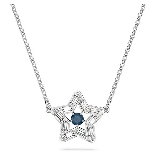 Produktbild: Swarovski Stella Halskette, Blaue und Rhodinierte Damenhalskette mit Strahlenden Swarovski Kristallen