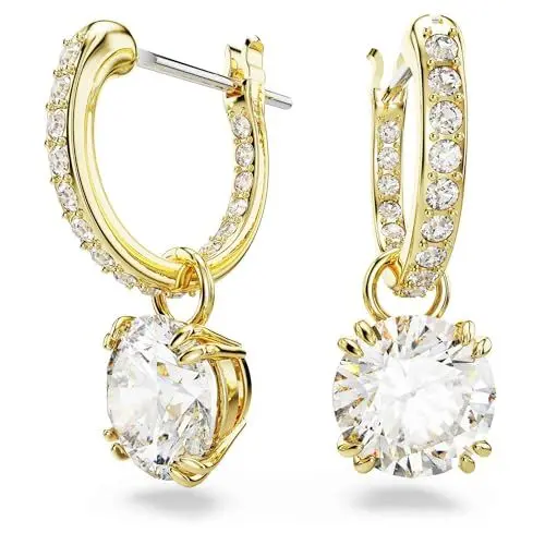 Produktbild: Swarovski Stilla Drop-Ohrhänger, Rundschliff, Weiß, Goldlegierungsschicht