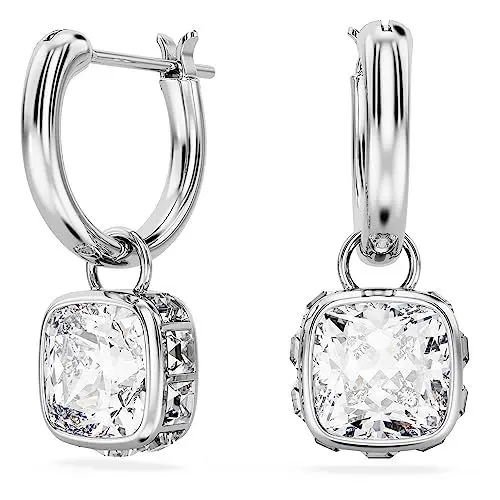 Produktbild: Swarovski Chroma Drop-Ohrhänger, Weiße und Rhodinierte Damenohrringe mit Strahlenden Swarovski Kristallen