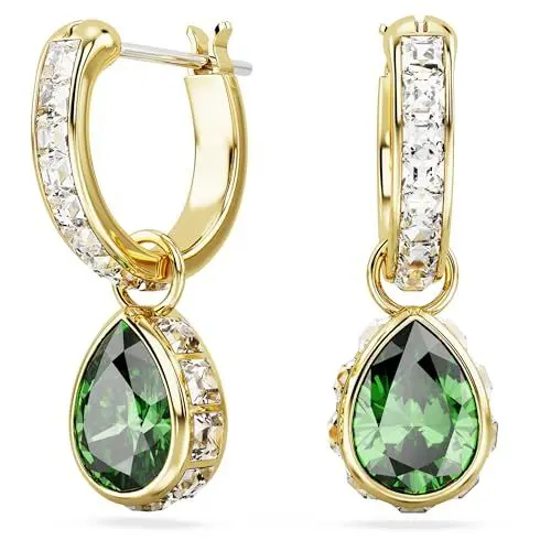 Produktbild: Swarovski Chroma Hängeohrringe, Grüne und Vergoldete Ohrhänger mit Strahlenden Swarovski Kristallen