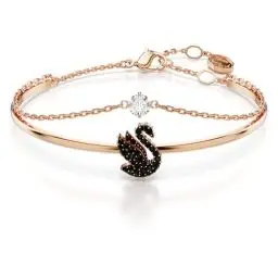 Produktbild: Swarovski Swan Armreif, Rosé Vergoldeter Damenarmreif mit Schwan-Motiv und Strahlenden Swarovski Kristallen