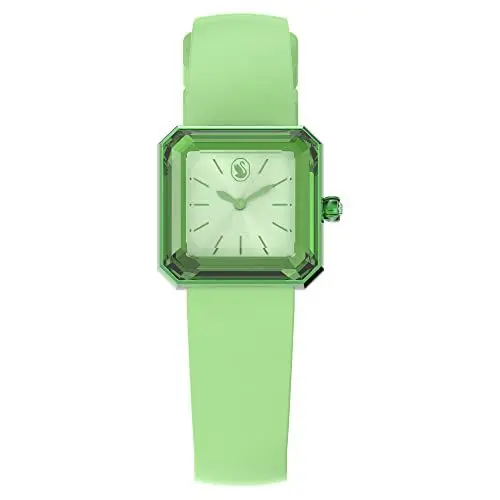 Produktbild: Swarovski Uhr, Grüne Damenuhr mit Silikonarmband und Strahlenden Swarovski Kristallen