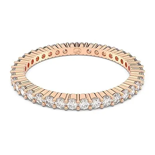 Produktbild: Swarovski Vittore Ring, Weißer und Rosé Vergoldeter Damenring mit Strahlenden Swarovski Kristallen