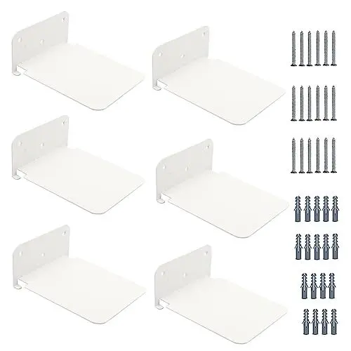 Produktbild: SWAWIS 6 Stück Unsichtbares Bücherregal Schwebendes Bücherregal Metall Unsichtbares Bücherregal Wand Schwebende Bücher Regal Schwimmendes Bücherregal Invisible Bookshelf für Taschenbücher, Weiß