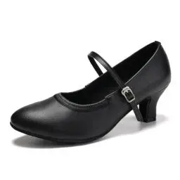 Produktbild: SWDZM Tanzschuhe Damen Latein Geschlossen Bequem Salsa Character Moderne Tango Ballsaal Tanzschuhe,Schwarz,Ferse 5cm,Wildledersohle,38 EU