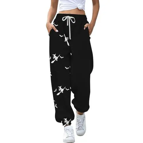 Produktbild: Viskose-Hose Für Damen Damen Jogginghose Jogginghose Workout Hohe Taille Yogahose Mit Taschen Hose Damen Bequem (Black, XL)