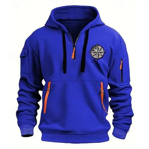 Produktbild: Herren Hooded Einfarbig Vordertasche Sweatshirt Hoodie Slim Fit Kordelzug Sweatshirts 2025 Freizeit Pullover mit Kapuze Türkis 5XL
