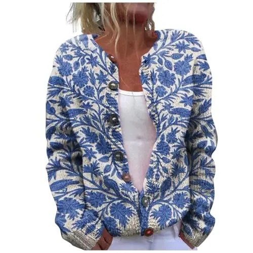Produktbild: Sweatjacke Damen Hoodie Kapuzenjacke Lang Sweatshirt Kapuzenpullover Mit Kapuze Elegant Langarm Reißverschluss Mantel Oversize Pullover Sport Style Zipper (Blue, L)