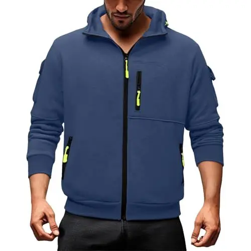 Produktbild: Sweatjacke Herren Zipper Hoodie Jackes Sweatshirt Jacke Mode Einfarbige Lässig Kapuzenjacke Mit Reißverschluss Oversized Kapuzenpullover Casual Streetwear Sportjacke Bequeme Outdoorjacke (Navy, XL)