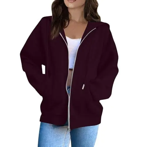 Produktbild: sweatjacke damen große größen ohne kapuze zip hoodie damen oversize übergangsjacke jacke sportjacke bomberjacke sweatshirt kapuzenjacke mit kapuze strickjacke sommerjacke Grün Rot M